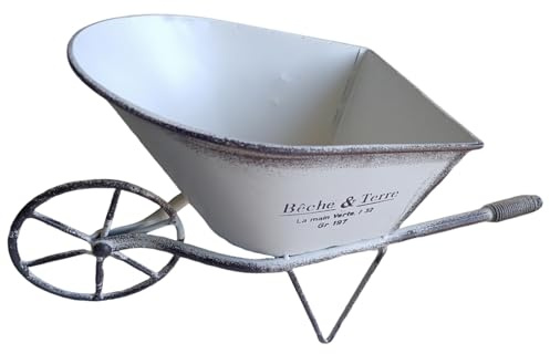 HUAANYA Vintage Kleiner Blumenwagen Einrad Pflanzgefäß Metall Dekorative Schubkarre Pflanzgefäß Für Innen Und Außen Garten Dekoration