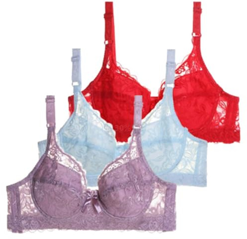 Générique Lot de 3 Soutien Gorge avec Armature Femme Sexy,Brassière Femme Dentelle,Soutien-Gorge Couleurs Pures Lingerie Française Bralette a La Mode Classique de Base Casual Bra Grandes 2025