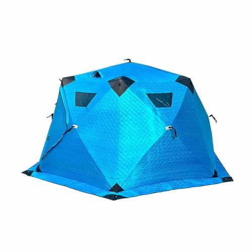 Tienda de pesca en hielo aislada impermeable a prueba de viento configuración rápida tienda de campaña de invierno para 5 8 personas azul plata L tamaño (S)