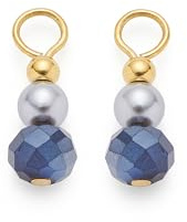 JEWELS BY LEONARDO berlock Beauty's Aline • 1 par charmhängen av guldfärgat rostfritt stål • fasetterade blå glasstenar, grå pärlor och gyllene kula • Smycken present för kvinnor • 025523