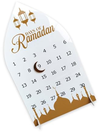 Calendrier de compte à rebours en acrylique avec motifs lunaires - Ajustement facile de la date pour la maison, le bureau, le Ramadans