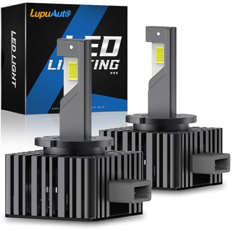 lupuauto Ampoule LED D1S 40000LM, 140W 6500K Blanc Extrêmement Lumineux pour Phares de Voiture, 1:1 Remplace Les Ampoules Xénon HID, Plug et Play (2pcs)