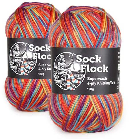 4-Ply Sock Yarn 2-Pack 240g, New Zealand Wool, Superwash – Rainbow Reef