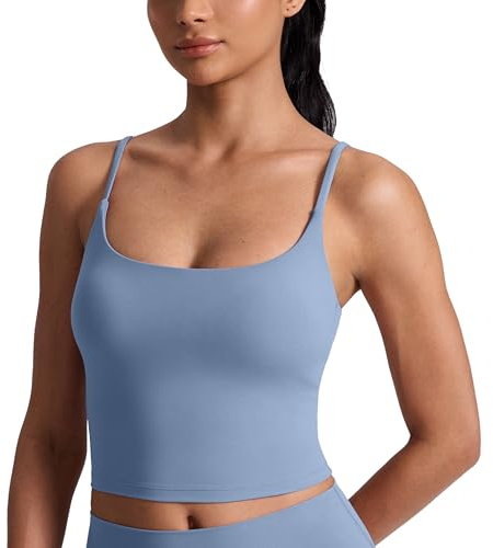 CRZ YOGA Butterlift Rundringad Crop Top | Medium stöd, avtagbara vadderingar, yoga, smörmjuk, justerbar U-formad rygg, långa sport-BH:ar för kvinnor