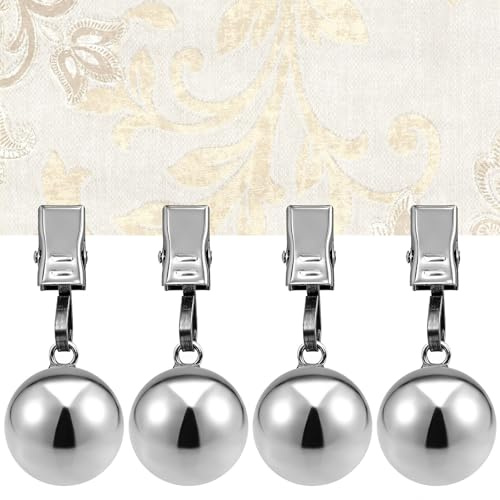TAIANJI Confezione da 4 pesi per tovaglia, palline resistenti con clip in metallo, per tavolo esterno e interno, pesi per tovaglia, per casa, cucina, matrimoni, picnic, feste