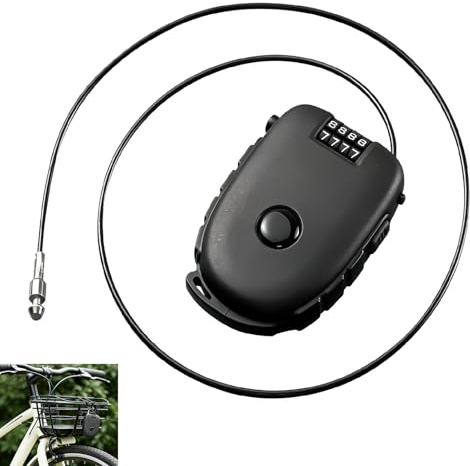 Candado Cable Retráctil 75 cm Combinación de 4 Dígitos, Candado Etráctil Bicicleta Antirrobo Ligero Acero Inoxidable Recubrimiento PVC, Cerradura Ajustable Portátil Casco Moto Equipaje Maleta Viaje