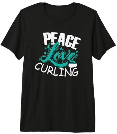 Pierre pour Sports d'hiver Peace Love Curling T-Shirt Haut de Gamme