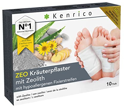 KENRICO ZEO Kräuterpflaster mit Zeolith [100% natürlich] +Arnika +Aloe +Ingwer Entgiftungspflaster Detox Entgiftung Pads Füße Detox Pflaster Kur Körper entgiften Fusspflaster Patch Fuss foot