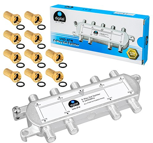 Amplificateur de signal satellite - Kit diviseur HB-DIGITAL avec fiches F plaquées or.