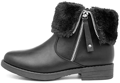 Lilley Raven Girls Black Faux Fur Ankle Boot - Size 13 Child UK - Black