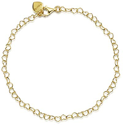 Amberta Damen Herz Armband aus 925 Sterling Silber: Vergoldet