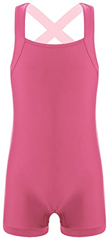 YOOJIA Kinder Gymnastikanzug Jungen Mädchen Turnanzug Ballett Overall Kurzarm Ganzanzug Trikot Ballettanzug Sportbody Tanzbody in Gr. 104-164 B Rot 152