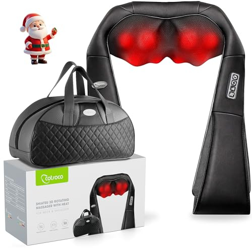 cotsoco Shiatsu Back Neck and Shoulder Massager with Heat,Deep Tissue 3D Kneading Pillow, Electric Full Body Massager for Shoulders,Legs,Foot,Body Muscle Pain Relief,Gifts for Mom Dad