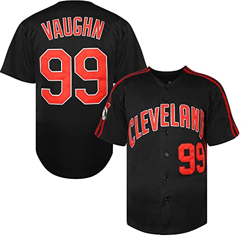 TKJPYWYH Herren Ricky Vaughn 99 Movie Baseballtrikot, 90er Jahre Hip-Hop-Kleidung, genäht, Sport-Fan-Shirt, Jersey, Marineblau, Grau, Weiß, 99 Navy, L
