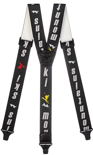 Olata Bretelle Elastiche a Forma di X e Y, Regolabili, per Salopette da Sci (Nero/Grigio). Y-Forme - Clip di Plastica (Adulto)
