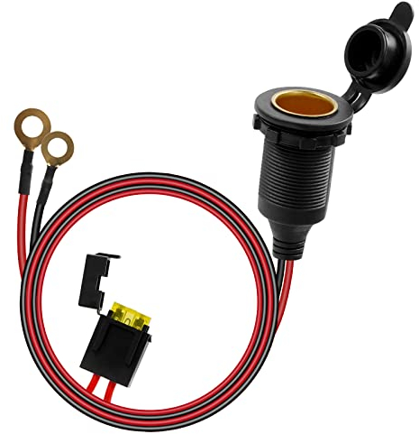 Zigarettenanzünder, Wasserdicht Marine Grade 12V / 24V Gleichstrom-Feuerzeugsteckdose Steckdose mit 1.2m 14AWG 20A Anschlusskabel, für Auto/Boot/Motorrad