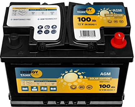 Autobatterie 12V 100 Ah - Solarbatterie AGM - Mobil und Stationär - Solar Batterie Lange Lebensdauer - Versorgungsbatterie Gegen Vibrationen und Stöße Geschützt