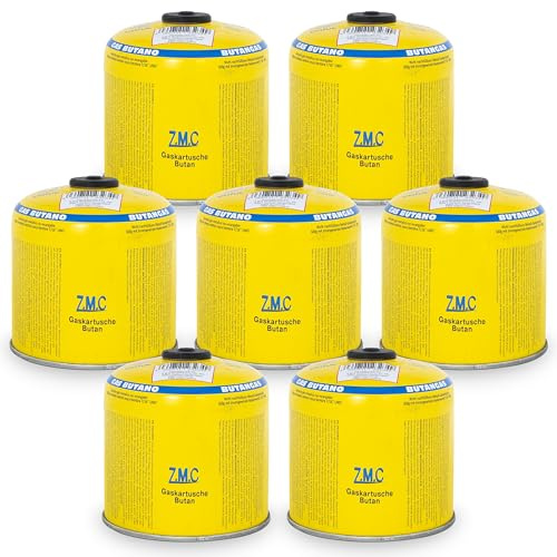 Z.M.C 7 x gaspatroner 500 g, propan/butan gas 990 ml, gaspatron EN417, eurogänga skruvgängningsanslutning, skruvpatron för ogräsbrännare, universell tryckgasburk med skruvventil