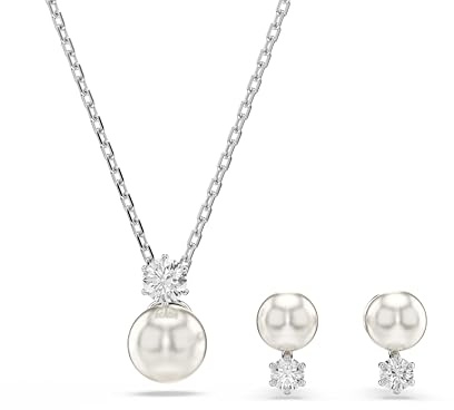 Swarovski Set Matrix, Crystal Pearl, Taglio Round, Bianco, Placcato rodio