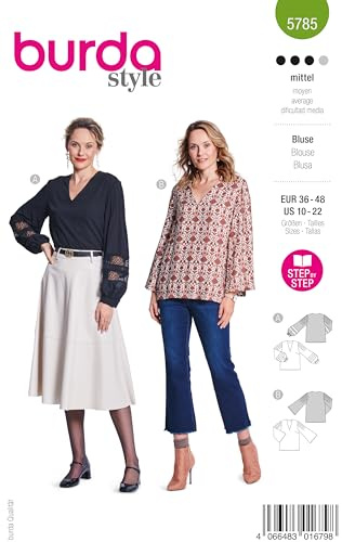 burda style Schnittmuster Damen Langarm Bluse Gr. 36-48