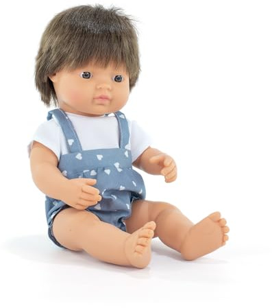 Miniland Baby Doll Brunette Boy 38cm. Made in Spain with vanilla scent. Anatomically correct. My Friends & Me collection