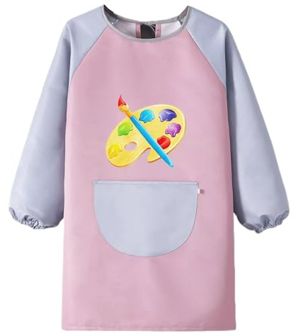 PLABBDPL Grembiule da Pittura Bambini,5-11 Anni Ragazza/Ragazzo,Grembiule per Pittura,Grembiuli per Bambini,Grembiulino Maniche Lunghe,Bavaglino per Pittura,Per la Pittura Artigianale, M-15