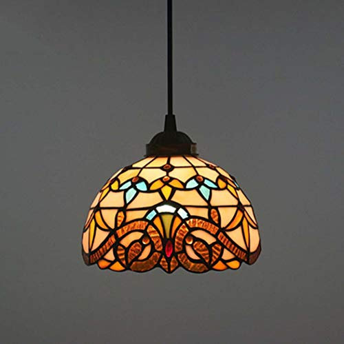 Lampada a sospensione in stile Tiffany, per sala da pranzo, bar, caffetteria, stile barocco, paralume in vetro, lampade a sospensione per corridoio, 110 V-220 V, E27