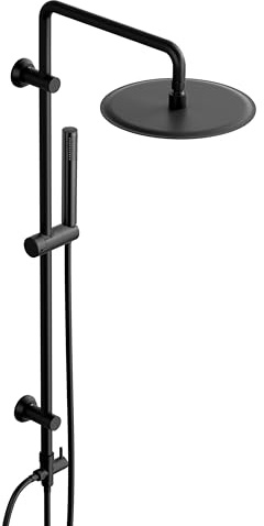 Görbach Regndusch, duschsystem med duschstång, justerbart 25 cm svart
