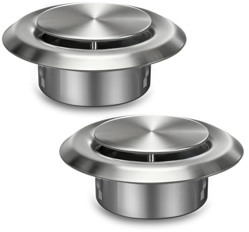 Aygrochy Justerbar luftventil 100 mm x 2 ventilationsgallerskydd rostfritt stål runt utsugningsuttag för badrum kontor kök ventilation