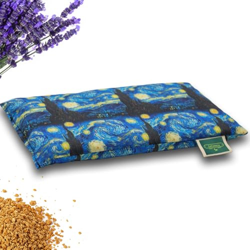 Saco Semillas Microondas - Semillas y Lavanda, 100% Algodón - Saco de Semillas para Microondas - Bolsa térmica Calor y Frío - Estampado Noche Estrellada (28x15cm)