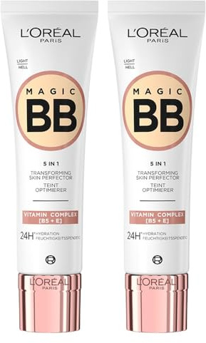 L'Oreal Paris DOUBLE Magic Bb Cream With Spf 11, 5-In-1 Tint With Vitamin B5 And Vitamin E, Lightweight Hydrating Formula Adapts To Skin Tone For A Natural Glowy Finish, 30 Ml, Shade: 02 Light