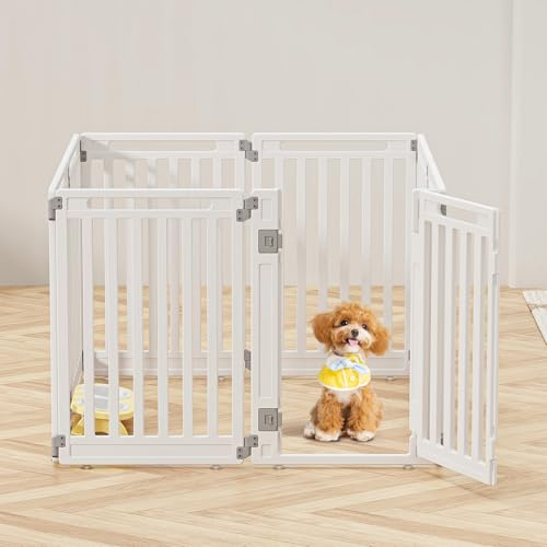 Gupamiga Parc pour Chiot, Enclos pour Chien Interieur et Externe, Parc pour Animaux avec Porte, Solide et Smoth, Installation Simple, Blanc 112 x 112 x 80 cm