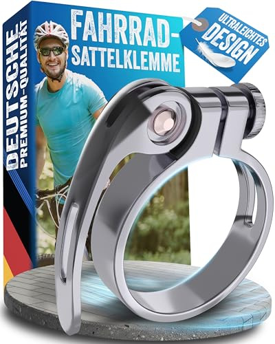 Liebdorf Abrazadera de sillín de bicicleta con cierre rápido, 31,8 y 34,9, abrazadera de aluminio – negro/plata (plata, 34,9 mm)