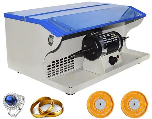 Polishing Buffing Machine, 1/2 HP Desktop Jewelry Bench Polisher with Dust Collector & Light, 8000 RPM Buffer Grinder for Jewelry, Metal, Wood, Rock