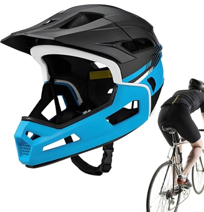 Mountainbike-hjälm heltäckande stötdämpning ventilation justerbar | Lätt cykelhjälm heltäckande ansikte cykling skyddande huvudutrustning för kvinnor vuxna proffs nybörjare cyklister ryttare Cy