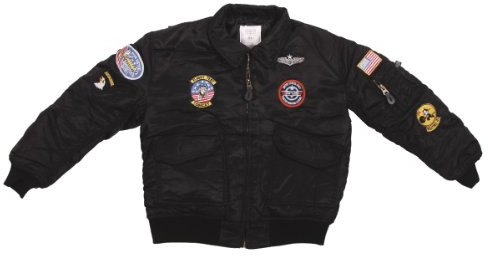 MFH, Giacca da Pilota Bambino Us CWU con Distintivo Aviatore, Nero (Schwarz), L