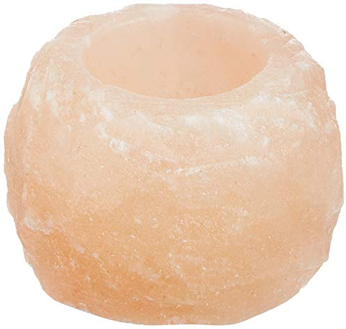 Handgefertigter Himalaya Salz Teelichthalter – Unikat aus Kristallsalz für harmonisches Licht und stilvolle Deko, 400g, orange