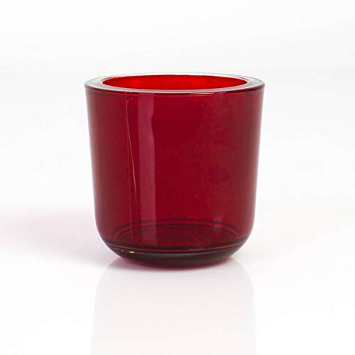 INNA-Glas Litet te-ljusglas – Te-ljushållare Nick, röd-transparent, Ø 8 cm