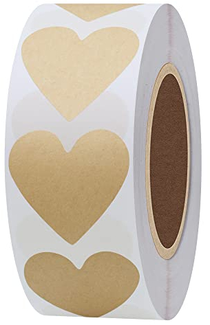Hylabelest Naturbraune Basteletiketten, 30 mm, Liebe-/Herz-Aufkleber, selbstklebend, 1000 Stück pro Rolle 1 Roll
