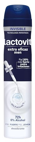 Lactovit Men - Desodorante Extra Eficaz con Microcápsulas Protect 72h - 0% Alcohol y Anti-irritaciones - Protección Duradera para Piel Masculina - Tecnología Invisible Sin Residuos - 200 ml