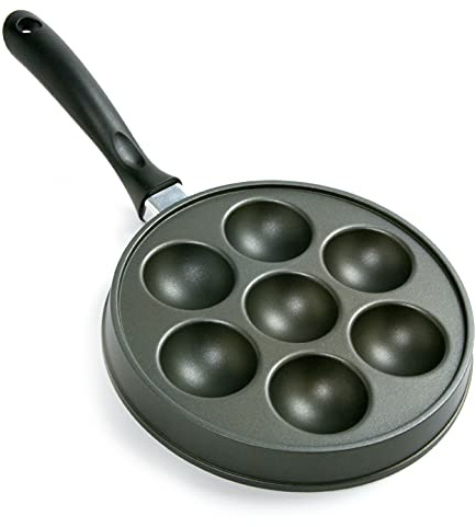 Norpro Nonstick Stuffed Pancake Pan, Munk/Aebleskiver/Ebelskiver 16.5″ x 9″ x 1.25″ Black