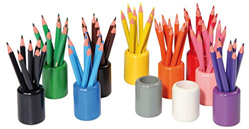 Betzold - Stiftehalter 11 Stück leer Holz-Stiftebox Aufbewahrung Stifte-Köcher