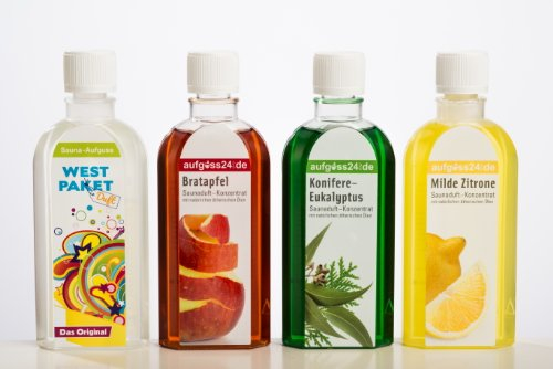 Saunaaufguss Sparset Westpaketduft Bratapfel Konifere Eukalyptus Milde Zitrone (4x100ml)