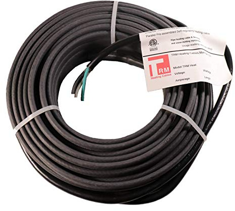 TRM Self-Regulating De-Icing Roof Heating Cable for Ice Dam Prevention, Snow Melting, Ice Melt and Heat Tracing Systems 240V, Length 6 Feet + 6 Feet Cold Lead