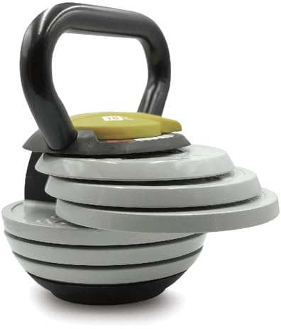 HxG.Kettlebell Ajustable o Pesa Rusa de 2,5kg a 18 kg de Carga y peso Variable con discos, Juego de pesas rusas, Campana con pesos entrenamiento de fuerza crosstraining