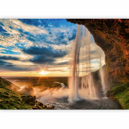 murando Photo Wallpaper Waterfall 300x210 cm / 118x83 | Non-woven Premium Art Print Fleece Wall Mural Decoration Poster Design Modern Landscape Cascade Nature Panorama Sunset