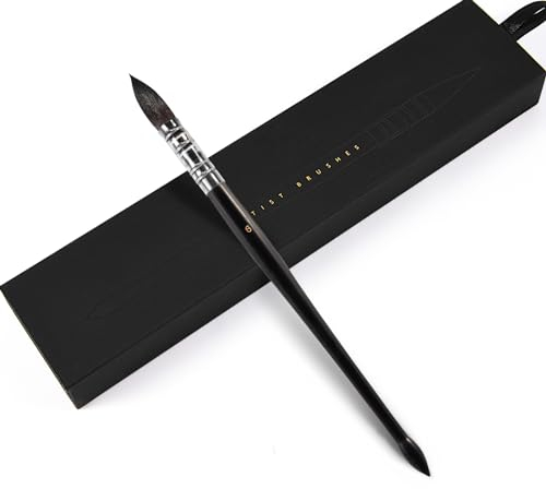 Aquarellpinsel Professionelle Eichhörnchenhaar Malpinsel Holzgriff Runde Spitze Künstlerpinsel Künstler Mopp für Acryl Tinten Gouache Tempera Bastelfarben (#6)