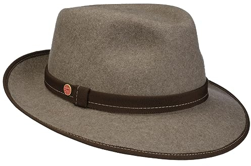 Mayser Tabea Wollhut Bogarthut Wollfilzhut Damen - Made in The EU mit Ripsband Winter Frühling-Sommer Herbst-Winter - S (54-55 cm) braun-meliert