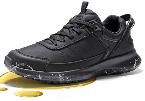 SPIEZ Non Slip Chef Shoes, Lightweight Women Work Trainers, Black UK 5.5
