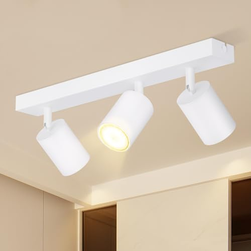 Glitzerlife Taklampa 3 Ljuskällor Vit Takspot GU10 Modern Svängbar 350° | MAX.25W för Vardagsrum Sovrum Köks Gang (Utan Lampor)
